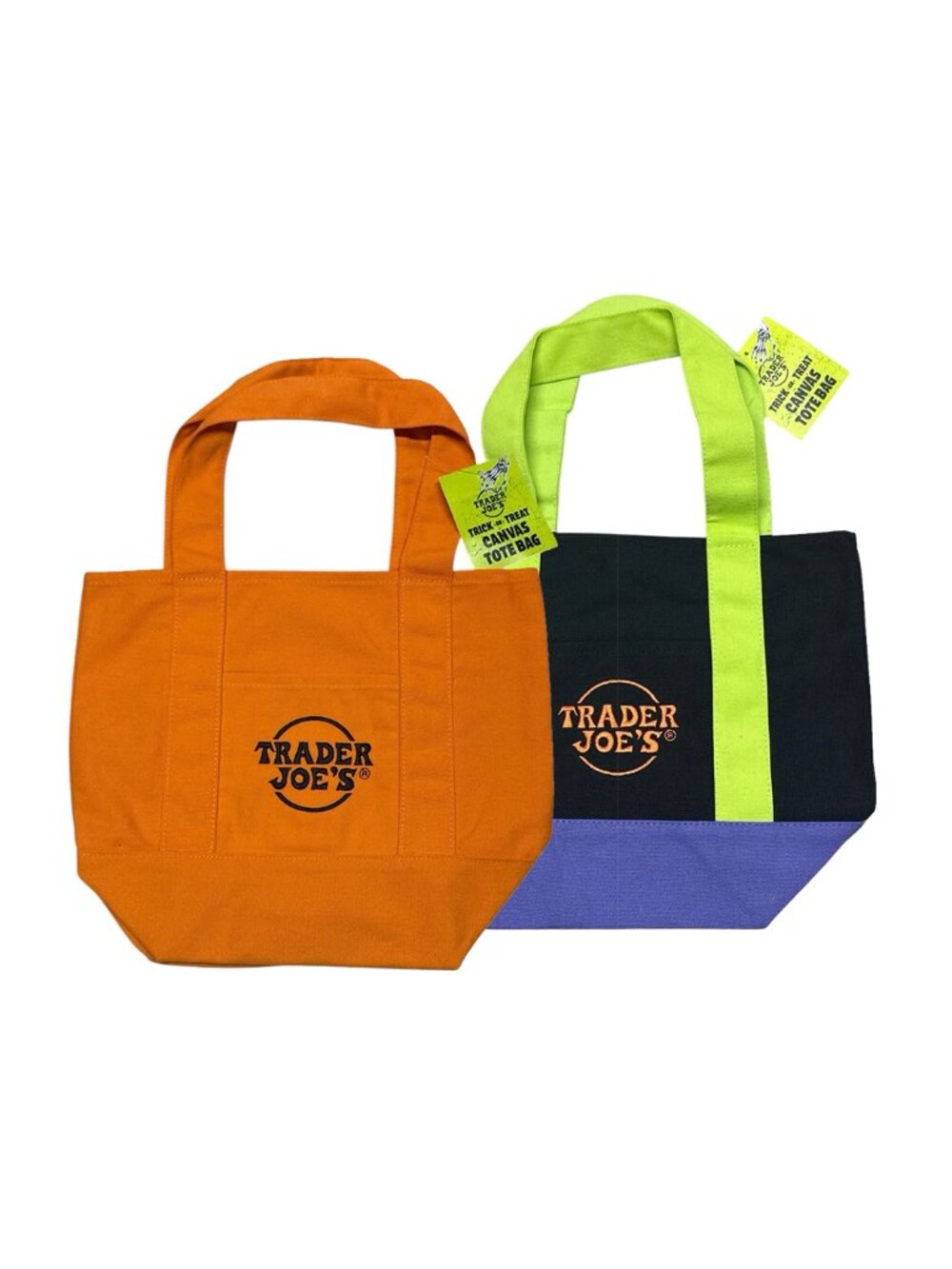 Trader Joe's Mini Halloween Canvas Tote Bag limited edition set of 2